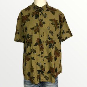 Lucky Brand Hawaiian Olive Floral Button Down Shirt XL
